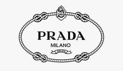 Prada logo representing the brandâs luxury jewellery line with lab-grown diamonds
